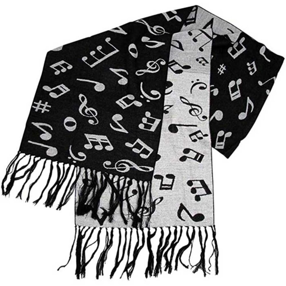 Music Notes Scarf (Cashmere Like Feel), Size 12" X 72"